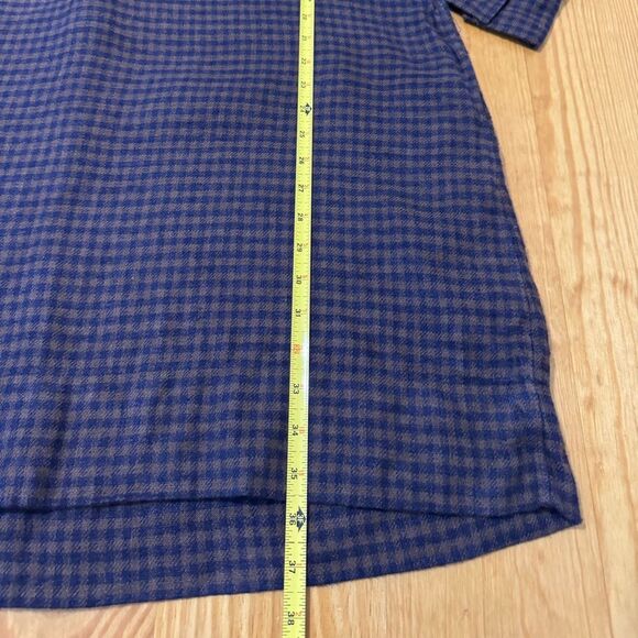 Ann Mashburn Anaya Popover Dress in Brown Navy Gingham Linen Size MED - Picture 9 of 15